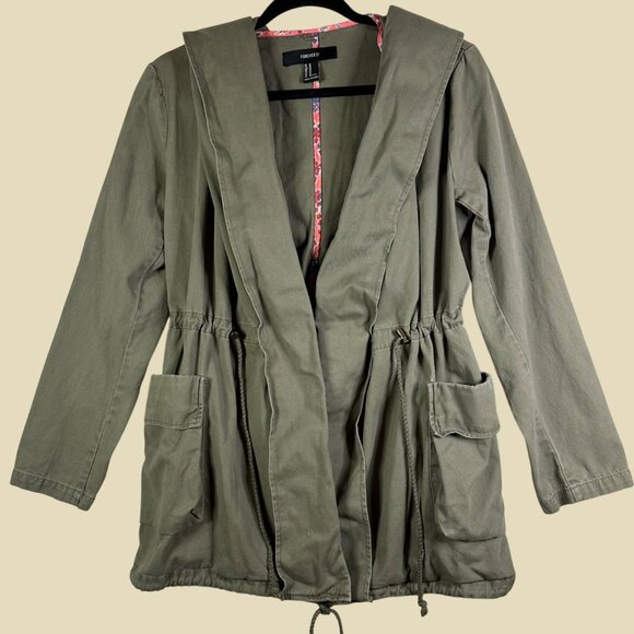 Hooded Military Army Jacket w/ Drawstring Waist Size M Functional Gorpcore Muted - Picture 1 of 15
